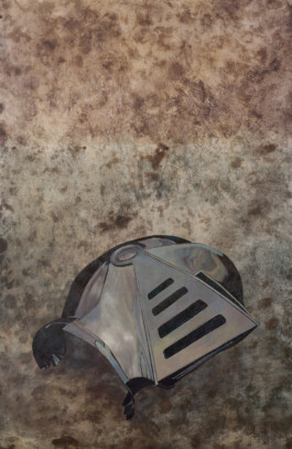 Vasil Artamonov, HELMET, 75 X 110 CM, OIL ON PLYWOOD, 2025 