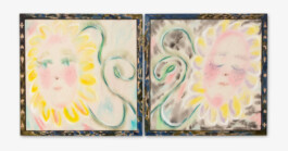Olga Krykun, WHISPERS OF SEPTEMBER, 113 X 56 CM, ACRYLIC, DYE, AND PASTEL ON CANVAS, WITH ARTISTMADE WOODEN FRAME, 2024 