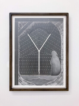 JULIE DAŇHELOVÁ, DOWSING RODS, 56.7 X 76.5 CM, GRAPHITE ON PAPER, ASH-WOOD FRAME, 2026 
